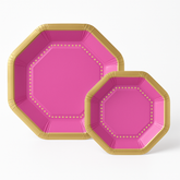 Premium Bright Pink 10" Octagonal Paper Plates